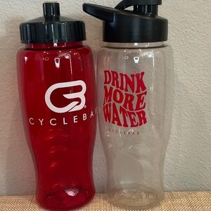 CycleBar Red and Transparent Water Bottles
